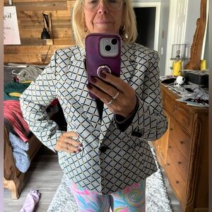 Nine West Geometric Patterned Blazer Size 14.